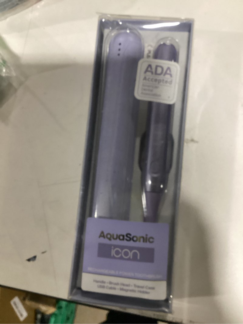 Condition photo showing New/Like New for aquasonic icon ada-accepted rechargeable toothbrush | magnetic holder & slim travel case | 2 brushing modes & smart timers | gentle micro-vibrations (lilac) lilac 1 count (pack of 1)