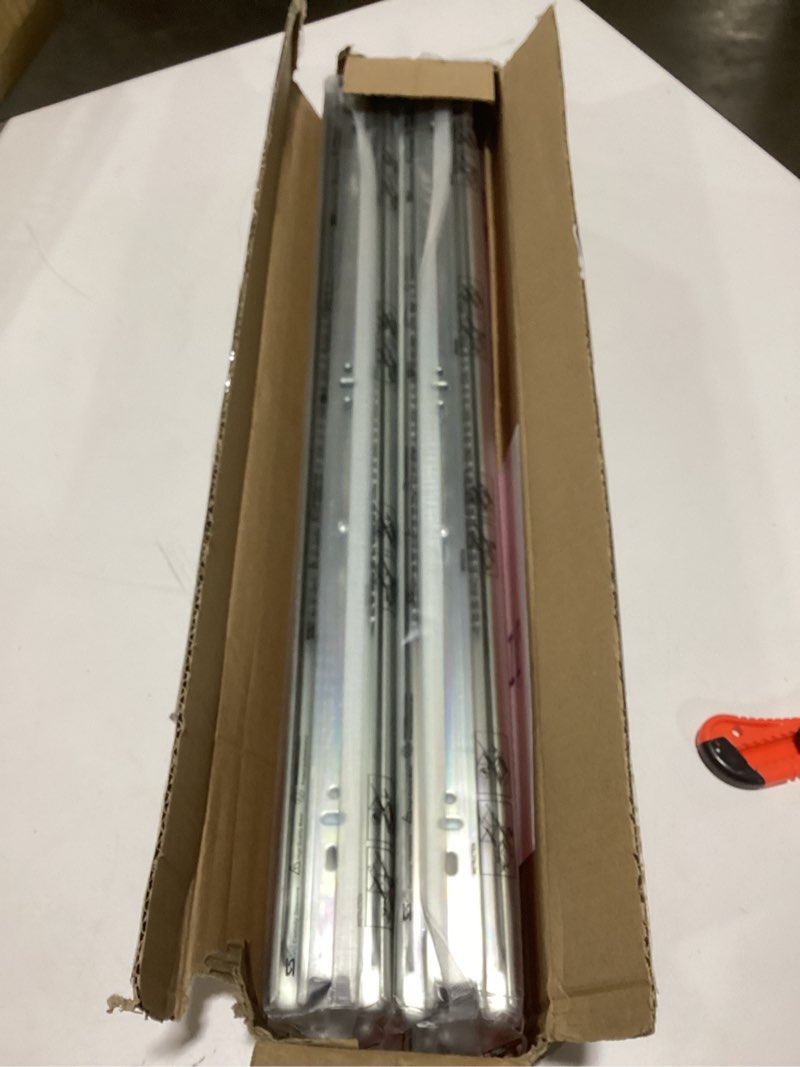 Condition photo showing Good Condition for 22 inch Drawer Slides 4 Pairs (8pcs) 3 fold Full Extension Side Mount Cabinet Drawer Glides 22" Silver Cabinet Rails for Dresser, Cabinet, Kitchen,Trash Can, Wardrobe 100 LB Capacity
