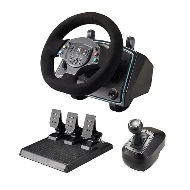 doyo racing wheel, 1080° degree gaming steering wheel with pedals and shifter, vibration feedback, paddle shifters, xbox steering wheel for pc, xbox one, xbox series x/s, ps4, ps3, switch