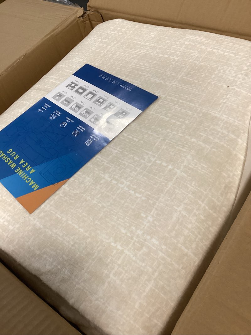 Condition photo showing Good Condition for rugsreal living room area rug 9x12 machine washable rug non-slip stain resistant modern abstract bedroom rug contemporary throw floor carpet for dining room solid area rug for home office, cream cream 9' x 12' (rectangular)