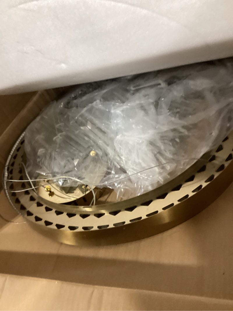 Condition photo showing Good Condition for 23.6" Dimmable Modern LED Crystal Chandeliers,Gold Chandelier Light Fixture, 3 Colors Contemporary Pendant Ceiling Light for Dining Room Living Room Kitchen Island Entryway Foyer ,With Remote Control Gold 23.6"