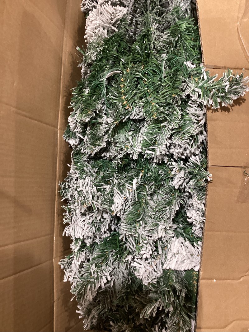 Condition photo showing Good Condition for HOLLO STAR 6 ft Flocked Prelit Christmas Tree with 250 LED Lights, App Control, Skinny Artificial Pencil Christmas Tree, Multi-Color RGBW Lights, 770 Branch Tips, for Small Space, Home, Party 6ft