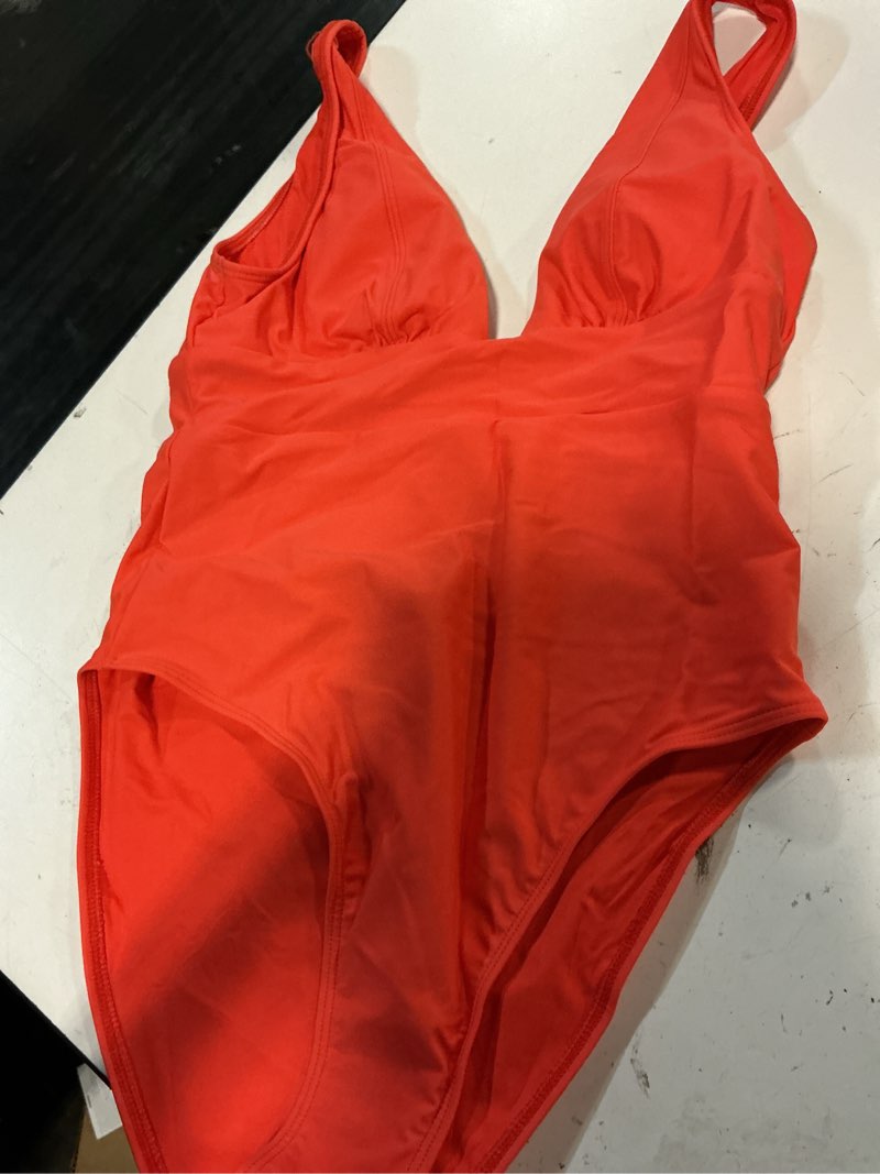 Condition photo showing Good Condition for italian plunge one-piece swimsuit, m, sunset orange