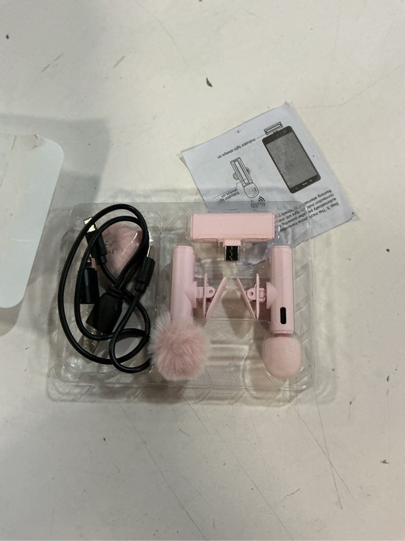 Condition photo showing Good Condition for wireless mini microphone for iphone, ipad, android, 2 pack lavalier mic with 360° rotatable clip, plug and play noise reduction usb-c mic for video recording youtube tiktok podcast content creators black