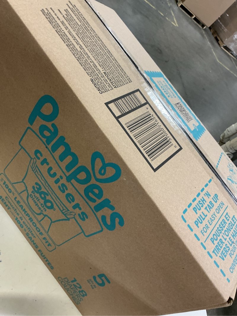 Condition photo showing New/Like New for pampers diapers - cruisers 360 - size 5, 128 count, babyproof up to 100% leakproof pull-on diaper size 5 128