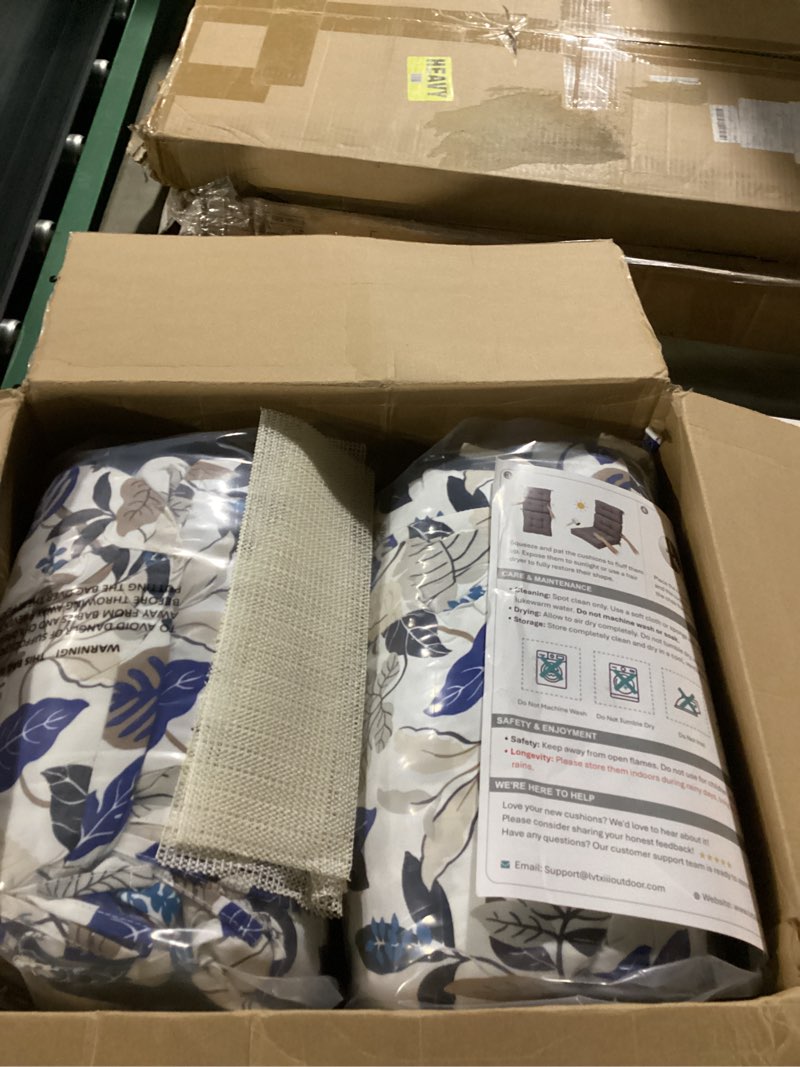 Condition photo showing New/Like New for lvtxiii outdoor seat/back chair cushion patio tufted high back cushion, seasonal replacement rocking chair cushion with ties, 22” w x 20d”, set of 2, breeze leaves beige 44x22x4 breeze leaves beige