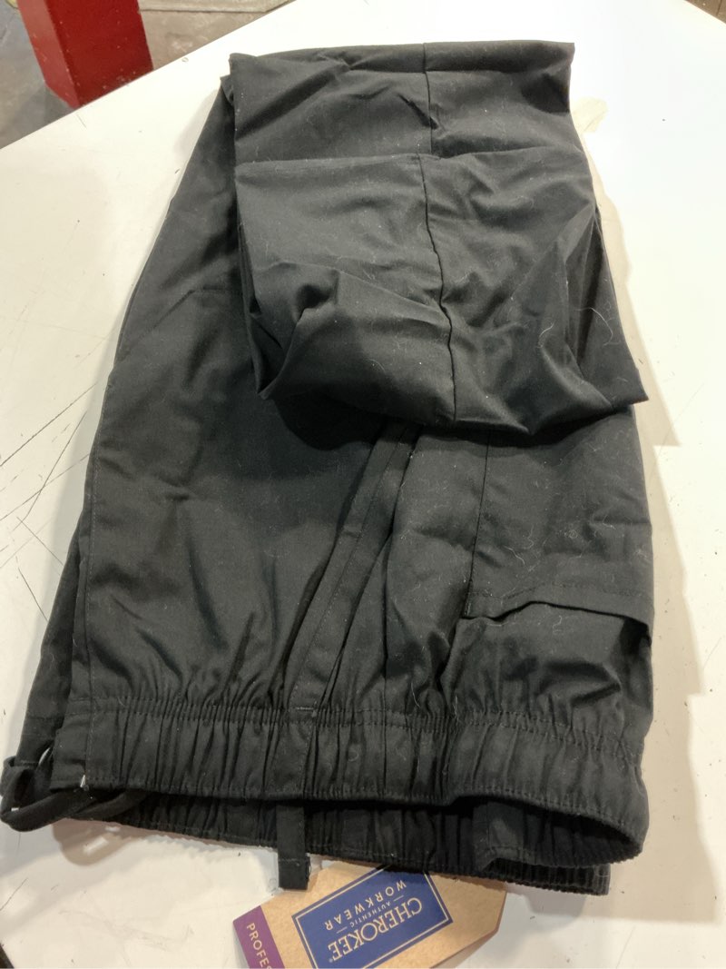 Condition photo showing As Is for cherokee scrubs for men tapered leg mens cargo scrub pants-5 pockets,drawstring,2 way stretch medical scrub bottom-ww190 small black