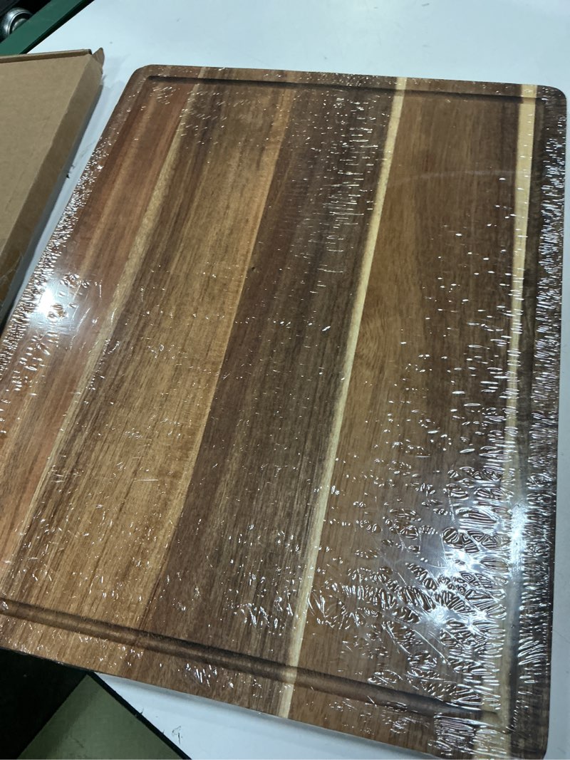 Condition photo showing Good Condition for extra large cutting board, 17.6" bamboo cutting boards for kitchen with juice groove and handles kitchen chopping board for meat cheese board heavy duty serving tray, xl, empune 17.6"l x 12"w