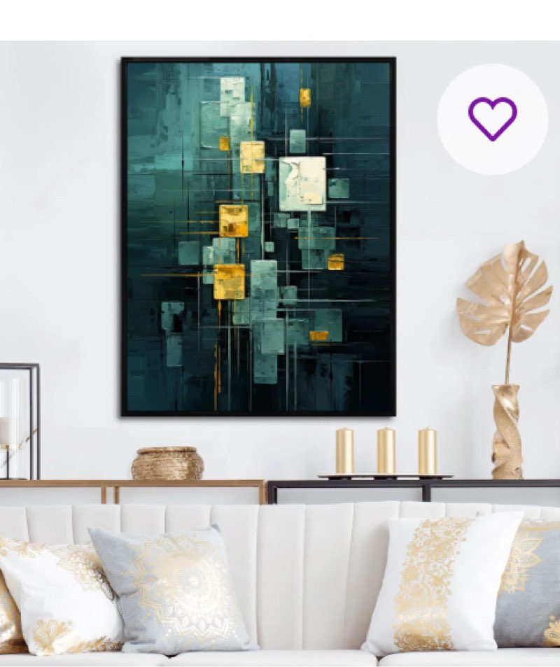 Sudden Serenity Abstract Turquoise And Gold I "