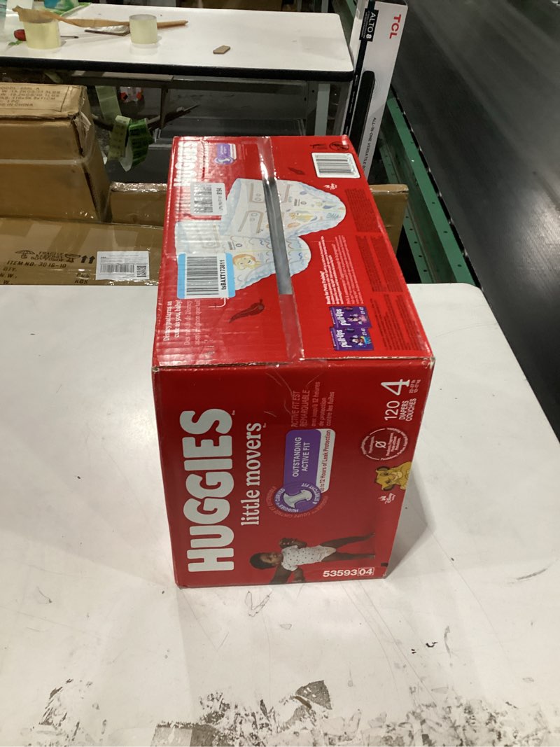 Condition photo showing New/Like New for Huggies Little Movers Baby Disposable Diapers - Size 4 -120ct