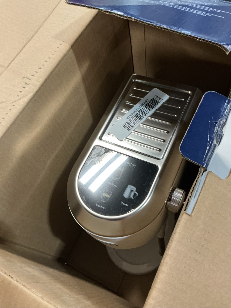 Condition photo showing As Is for de'longhi dedica duo compact espresso machine - cold brew coffee maker with milk frother wand- for espresso, hot & iced coffee, cappuccinos, lattes & home barista brewing, vanilla