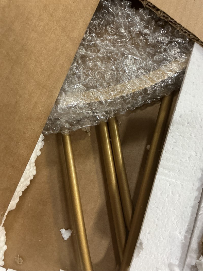 Condition photo showing Good Condition for HLR Modern Round Side Table, End Table with Marble Effect Top and Gold Metal Frame, Small Side Table for Living Room, Bedroom, Sofa and Couch, Gold Legs, White Marble top White Marble&gold 1-pack