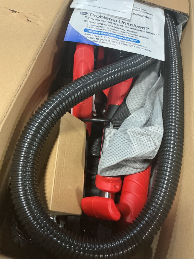 Condition photo showing Good Condition for drywall sander, 2025 upgraded 8-amp popcorn ceiling removal tool with 7 variable speed 800-1800rpm, drywall sander with vacuum dust collector with extendable handle, led light, 12pcs sanding discs,red