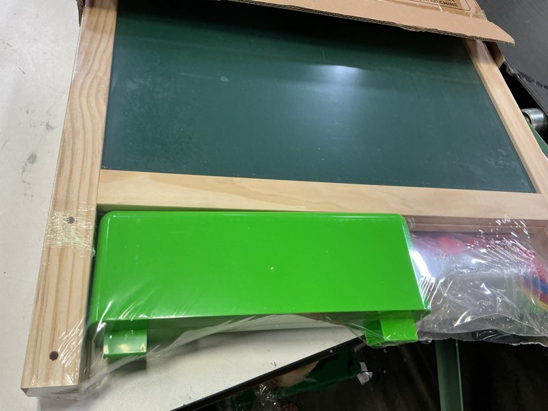 Condition photo showing New/Like New for JOYOOSS Kids Wooden Easel with Paper Roll - Adjustable Magnetic Double Sided Drawing Board Whiteboard & Chalkboard Dry Easel Board,Children Art Easel for 3~12 Years Kids Boys Girls Painting Drawing Kids Easel w Red Tray