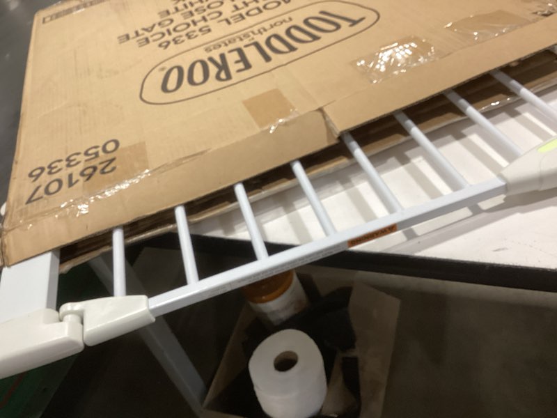 Condition photo showing Good Condition for toddleroo by north states - bright choice auto close baby gate: pressure mounted baby gate for doorways with glow in the dark handle - adjustable 29.75 to 40.5 inches wide - 30 inches tall - white 40.5" wide, 30" tall white