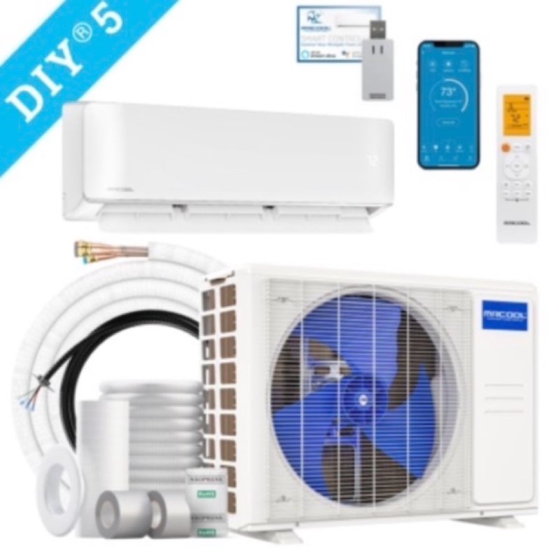 12k btu 23.5 seer2 mrcool diy ductless heat pump split system 5th generation - with 25 ft line set & 1 year labor warranty