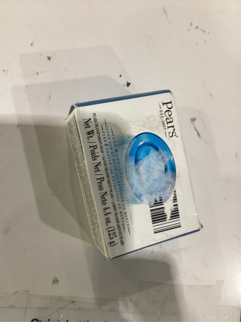 Condition photo showing Good Condition for only 1) pears soap, pure & gentle with mint extract – transparent blue glycerin soap for cool, refreshed skin, 4.4 oz 4.41 ounce