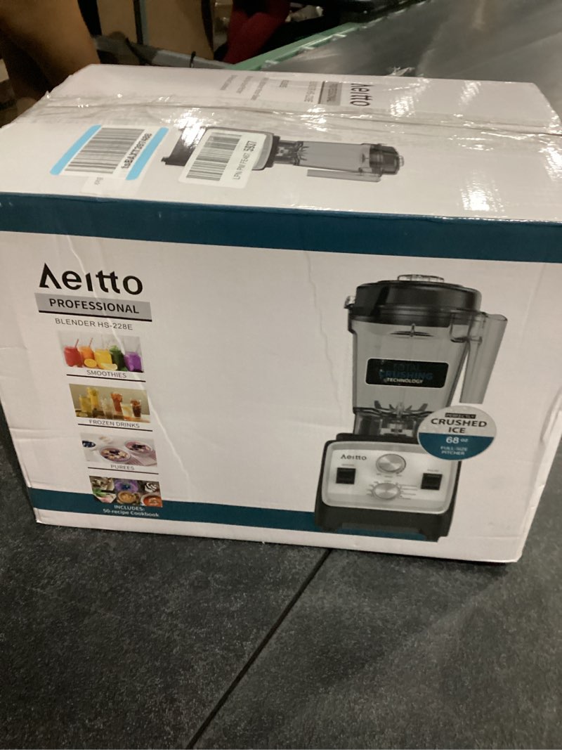 Condition photo showing New/Like New for Aeitto Blenders for Kitchen with 1800W Motor, 68Oz. Large Capacity, 2-in-1 Blender & Grinder Combo, BPA-Free Countertop Professional Blender for Smoothies, Ice Crush, Frozen Drinks, Black