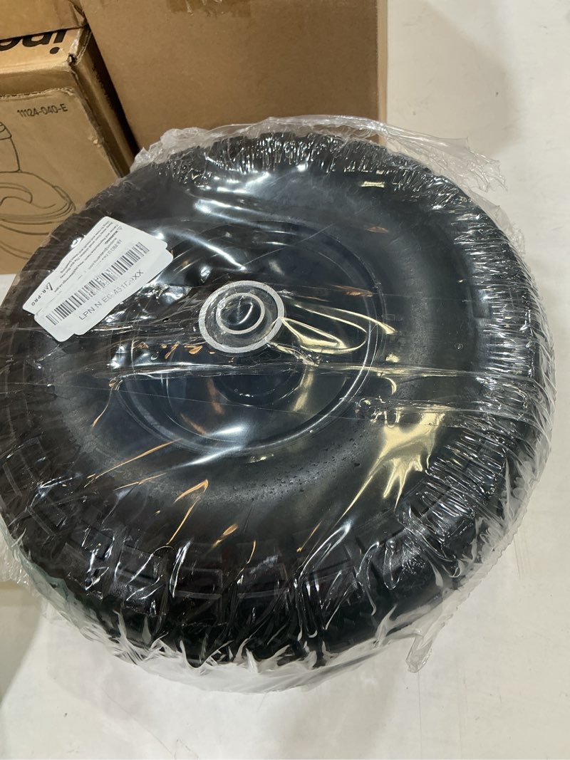 Condition photo showing New/Like New for ar-pro (2 pack) 4.10/3.50-4 flat free tire and wheel, 10-inches solid tires for wheelbarrow, dolly, hand truck, wagon, garden cart, generator wheels replacement - 5/8" bearings, 2.2" offset hub 4.10/3.50-4 flat free black