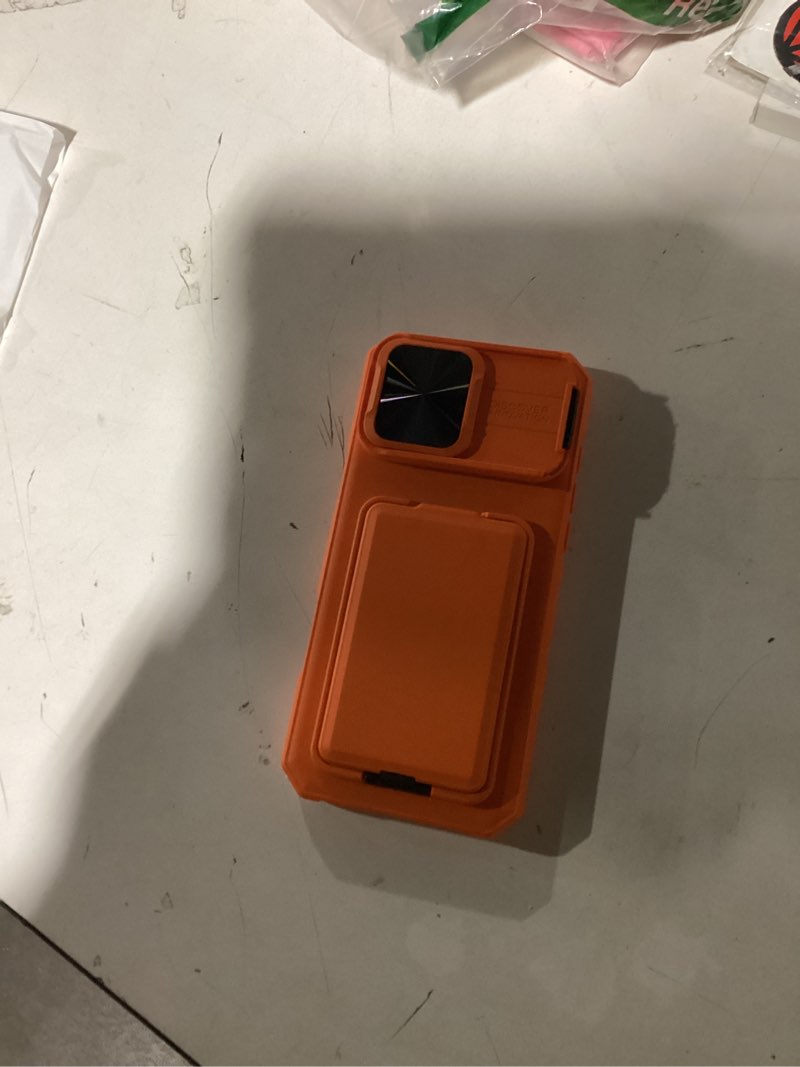 Condition photo showing Good Condition for SSLOTSCASE for iPhone 17 Pro Max Case with Card Holder & Camera Stand & Kickstand & Slide Camera Lens Cover & Wallet, Military-Grade Heavy Duty Phone Case Cover for iPhone 17 Pro Max 6.9'', Orange Orange iPhone 17 Pro Max