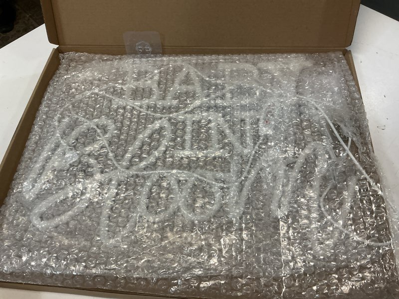 Condition photo showing Good Condition for happy birthday yellow led neon sign, usb powered dimmable decorative neon light birthday party decoration for women men, home living room bedroom celebration event wall table decor 17.3 x 12.6 in