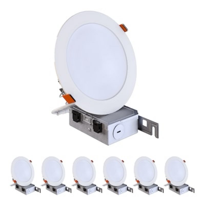 halo white 6-in 965 -lumens switchable white round dimmable led wet rated recessed downlight