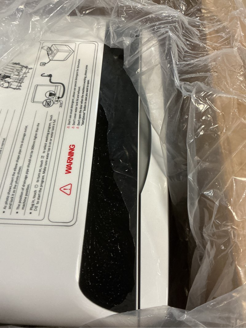 Condition photo showing As Is for Hermitlux Countertop Dishwasher, 5 Washing Programs Portable Dishwasher With 5-Liter Built-in Water Tank For Glass Door