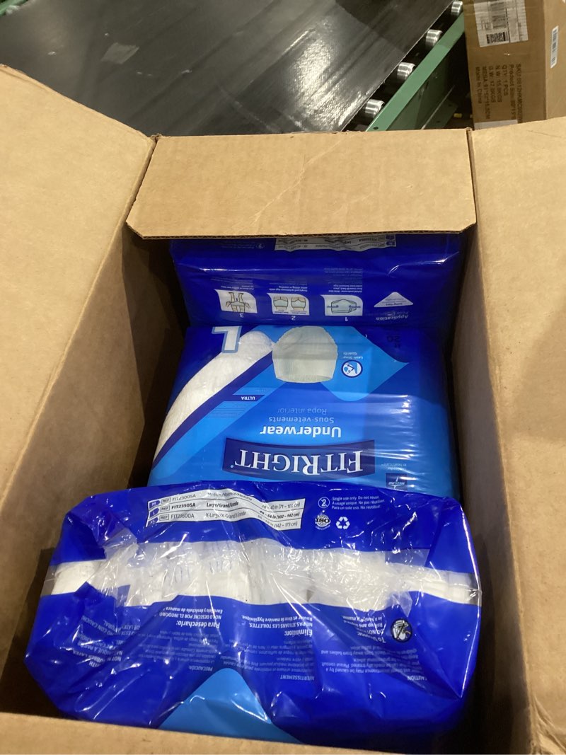 Condition photo showing As Is for FitRight Ultra Adult Incontinence Underwear, Heavy Absorbency, Large, 40 - 56, 4 Packs of 20 (80 Total)