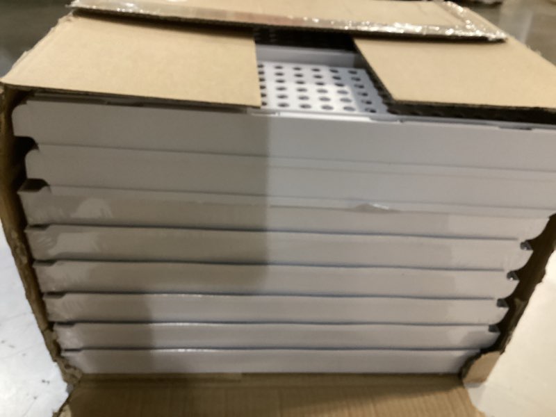 Condition photo showing Good Condition for SNSLXH 8 Pack Stackable Closet Storage Bins, Multifunctional & Foldable Closet Organizers and Storage for Bathroom Kitchen Laundry Room Drawer Shelf Storage, Space-Saving Wardrobe Organizer, White White 8 Pack