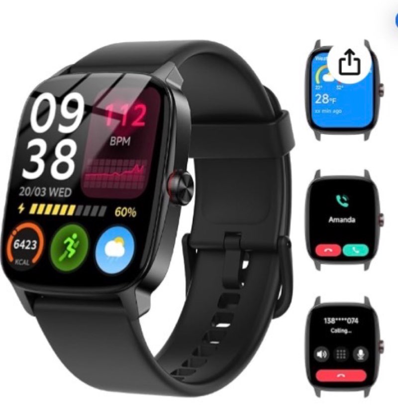 smart watches for women men with bluetooth call & ai voice, 1.85" hd fitness tracker with heart rate spo2 sleep monitor, 100+ sports modes,mini games, ip68 waterproof smartwatch for android ios phones