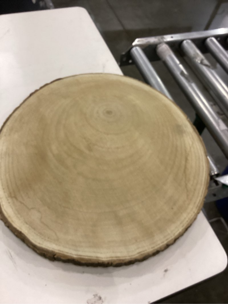 Condition photo showing Good Condition for Vintiquewise Barky Natural Wood Slabs Rustic Ornament Slice Tray Table Charger - 16 Inch Dia