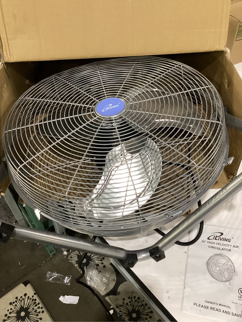 Condition photo showing Good Condition for not tested**** iliving 20 inch 7500 cfm turbo high velocity floor fan, 3-speed heavy duty metal fan for office, commercial, workstation, greenhouse, garage, warehouse, shop attic use, silver, ul listed