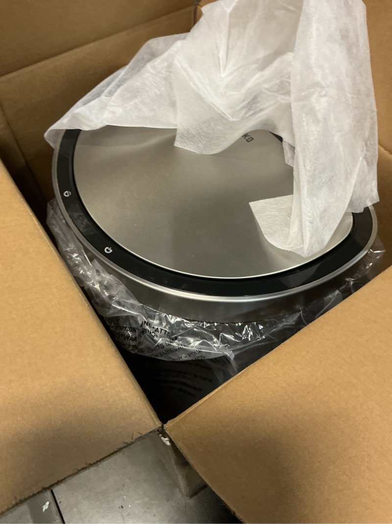 Condition photo showing Good Condition for eko mirage semi-round motion sensor trash can, 47 liter / 12.4 gallon automatic large kitchen trash can with deodorizer compartment, removable lid and bucket, matte stainless steel mirage 47l - stainless steel