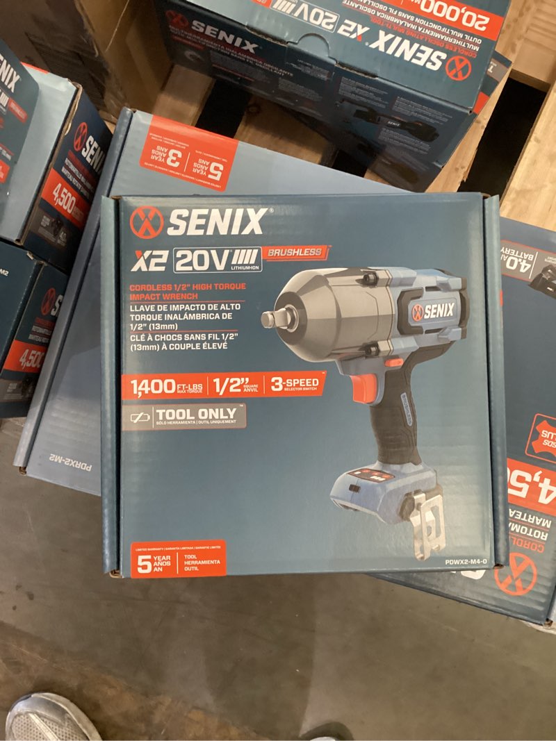 Condition photo showing New/Like New for senix x2 20-volt variable brushless 1/2-in square drive cordless impact wrench (battery and charger not included)