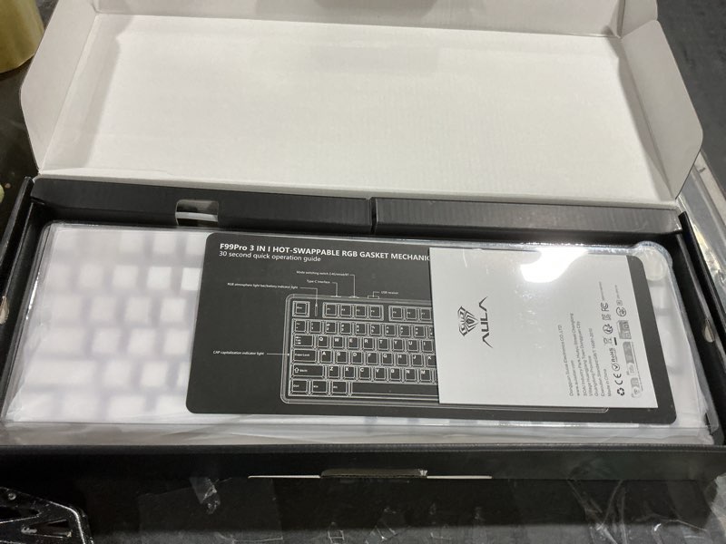 Condition photo showing Good Condition for aula f99 pro wireless mechanical keyboard-silent version,bt5.0/2.4ghz/usb-c hot swappable custom keyboard,gasket structure,pre-lubed linear switches rgb backlit computer gaming keyboards,white