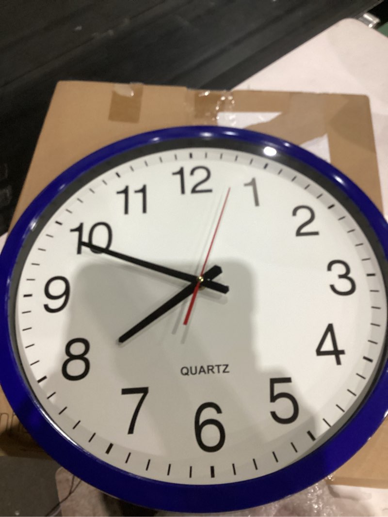Condition photo showing Good Condition for Bernhard Products Navy Wall Clock, Silent Non Ticking - 16 Inch Extra Large Quality Quartz Battery Operated Round Easy to Read Home/Office/Business/Kitchen/Classroom/School Clocks