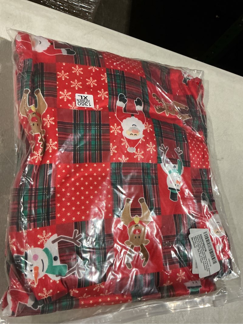 Condition photo showing New/Like New for ANGELGGH Onesie Christmas Family Matching Pajamas Adult Couples Men PJs Hooded Women Novelty One-piece Sleepwear (Women, XL, Red Plaid Deer)
