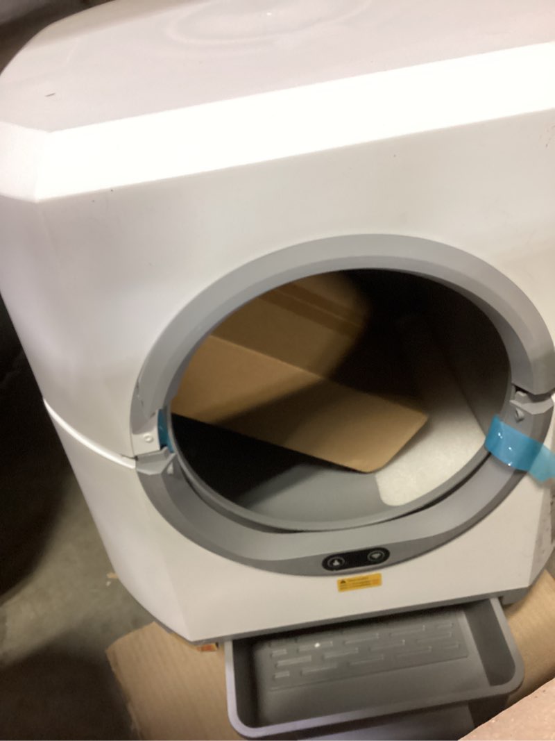 Condition photo showing As Is for Automatic Litter Box, Self Cleaning Litter Box, Odor Control, 90L Large Capacity with APP Control and Safety Sensor, Ellenpent, for Multiple Cats, Large Cat, with 3 Rolls Garbage Bags