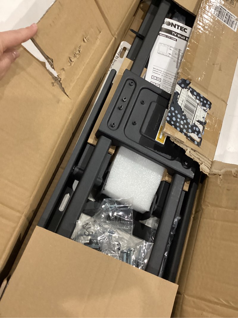 Condition photo showing Good Condition for bontec corner tv wall mount with extra long 40.9” extension arm for 32–75 inch tvs, holds up to 132 lbs, full motion dual arm tv bracket with tilt, swivel, level adjustment, max vesa 600×400mm for 32-75 inch