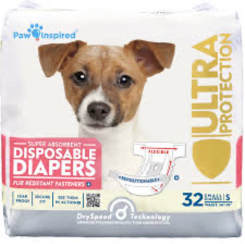 Paw Inspired 32ct Disposable Dog Diapers | Female Dog Diapers Ultra Protection | Diapers for Dogs in