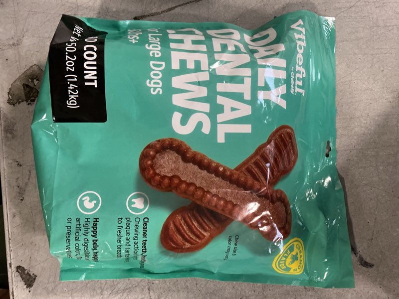 Condition photo showing New/Like New for (BB:MAR/16/2026) VIBEFUL DAILY DENTAL CHEWS FOR LARGE DOGS 50LBS, 30 count (1.42kg)