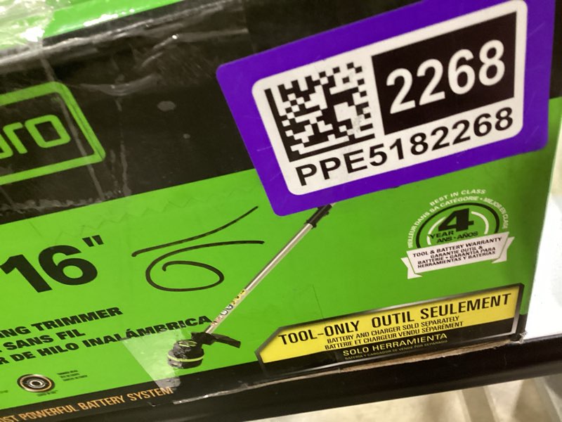 Condition photo showing Good Condition for greenworks 80v 16" brushless cordless string trimmer – battery & charger not included, .080" dual line, variable speed, lightweight design, 4-year warranty 16" brushless trimmer (tool only)