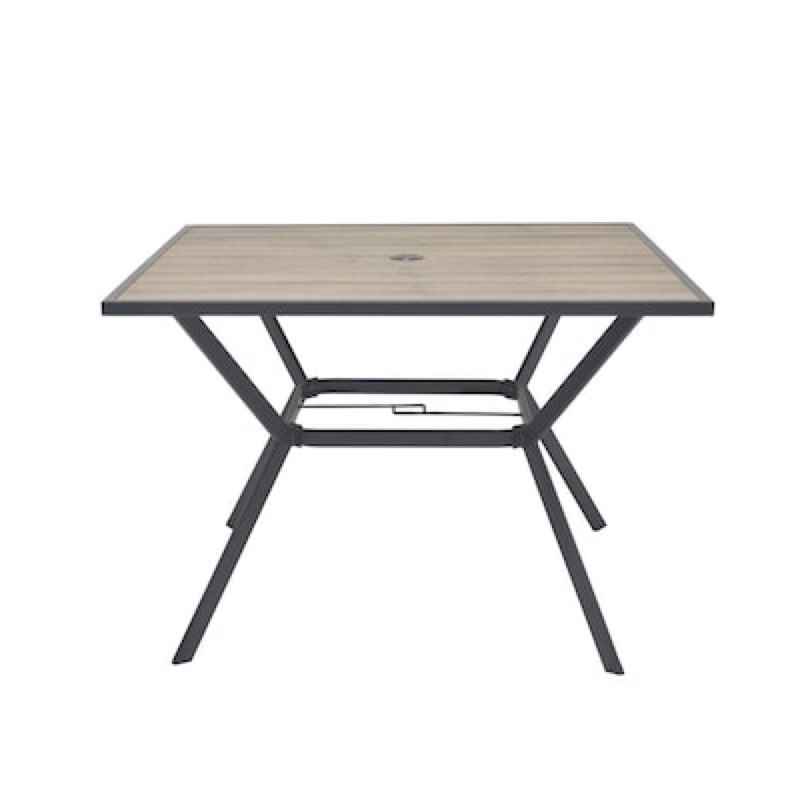 style selections elmhurst square outdoor dining table 42-in w x 42-in l with umbrella hole