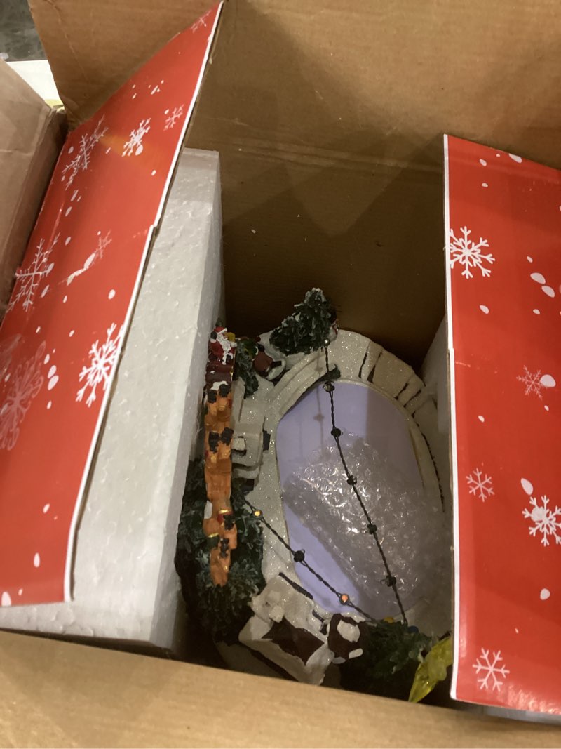 Condition photo showing New/Like New for Christmas Village Ice Skating Rink Animated Decorations, Lighted Musical Winter Snow Village Building Figurine with Christmas Tree and Skaters, LED Light Up Holiday Indoor Town Decor Skiing