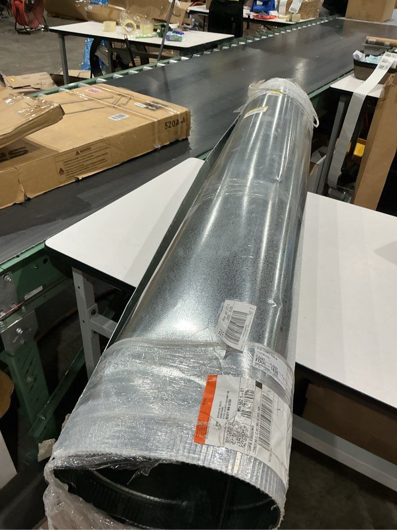 Condition photo showing As Is for 12 in. x 5 ft. round metal duct pipe