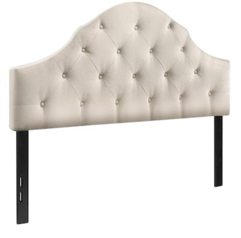 Belle Isle Furniture Winter Park King Size Tufted Headboard, Beige Shimmer Linen