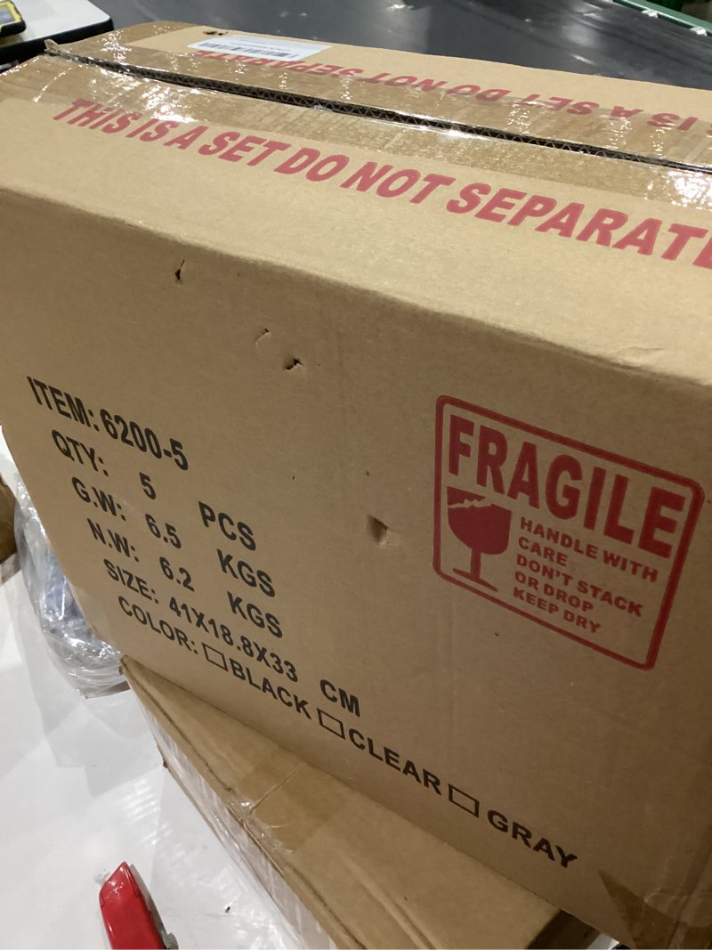 Condition photo showing New/Like New for Stackable Storage Bins, Clear Acrylic Display Case, 5-Pack Acrylic Boxes with Lids, Clear Storage Containers Storage for Handbags, Collectibles & Figures