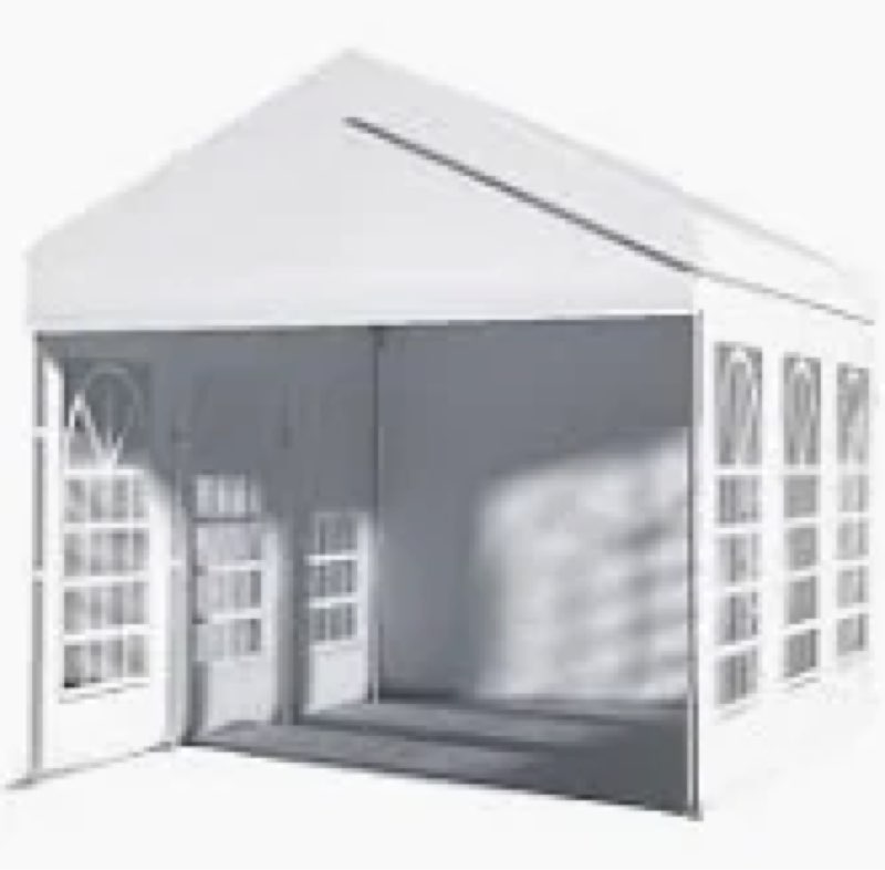 ez pop up 10'x20' waterproof canopy tent with 6 sidewalls,1 carry bag & 4 sand bags for outdoor parties