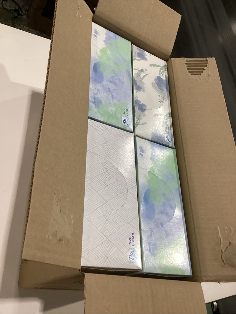 Condition photo showing New/Like New for puffs plus lotion facial tissues, 8 family boxes, 124 facial tissues per box, allergies and colds 124 count (pack of 8)