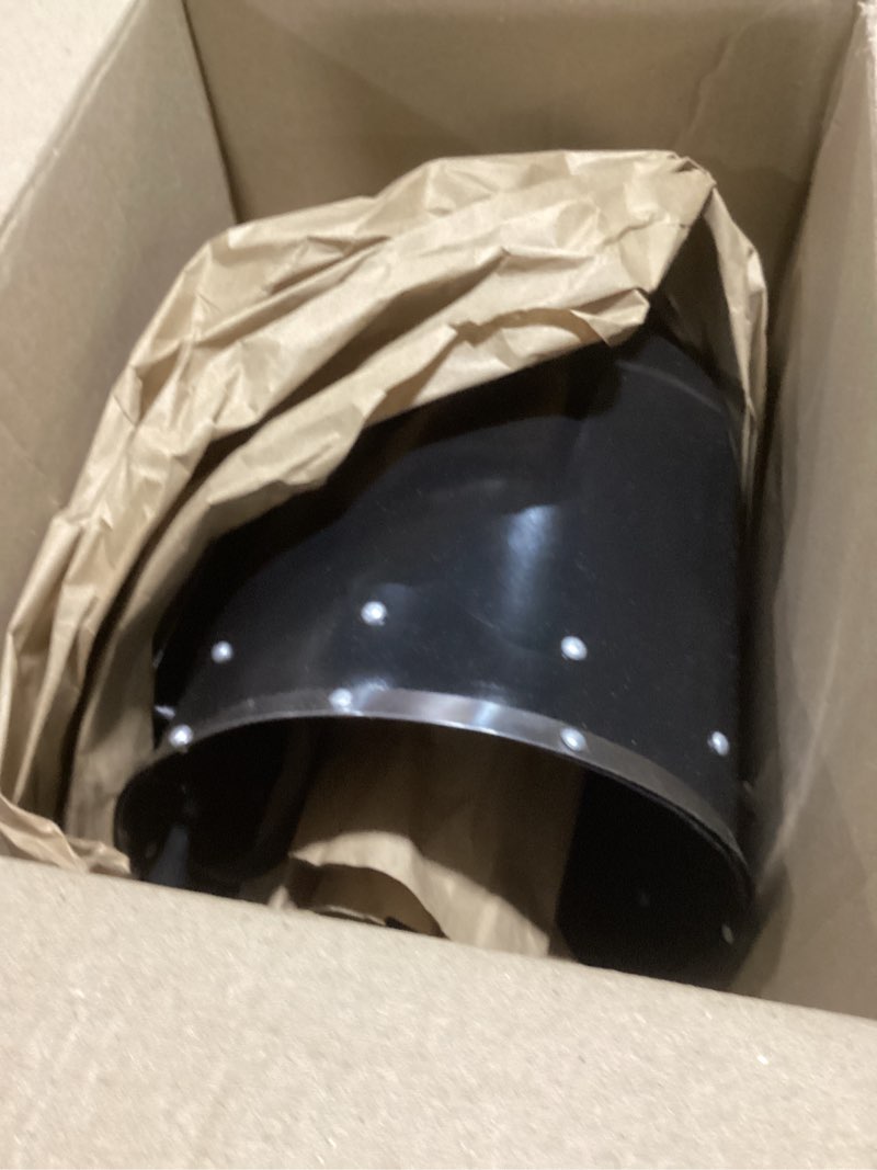 Condition photo showing As Is for Viking Visored Barbuta Battle Knight Helmet Black Medieval Helm Armor SCA LARP Replica Costume Rustic Vintage Home Decor Gifts